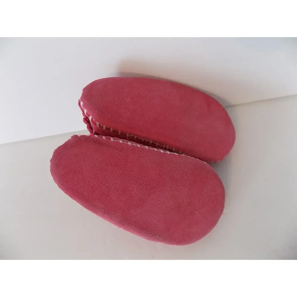 Minnetonka pink suede infant toddler baby moccasins shoes size 1